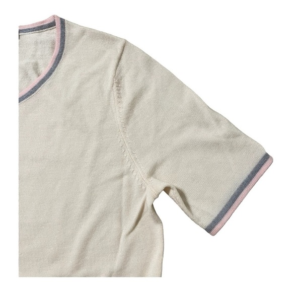 Boden Wool Sweater Womens Short Sleeve Pink Gray Minimalist Classic Top US 8 - Picture 6 of 14